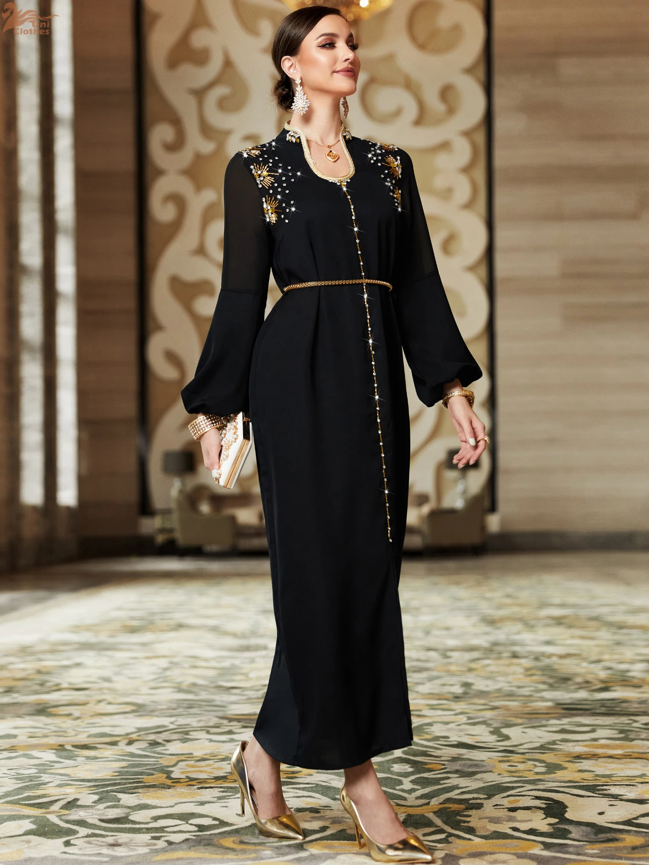 فستان ماكسي للحفلات المسائية للنساء المسلمات لرمضان فاخر دبي عباية الماس جلابية ساتان كبايا قفطان ماروكين فام رداء قفطان