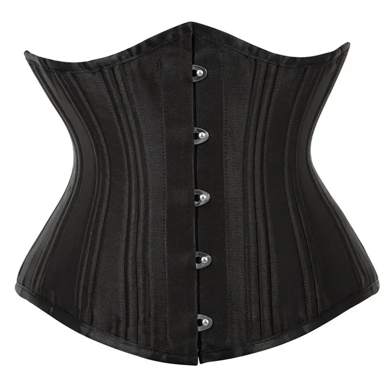 

Underbust Corset 26 Spiral Steel Boned Body Shaper Woman Sexy Waist Control Black Satin Plus Size Corselet Top White