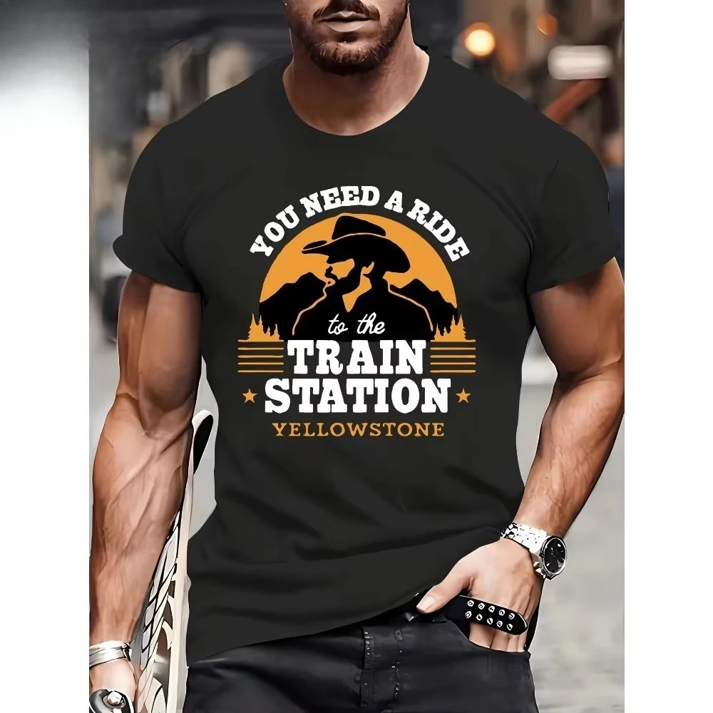2026 New You Need A Ride To The Train Station Yellowstone Men's Outdoor Casual Tops Comfort and Fashion Coexist Round Neck