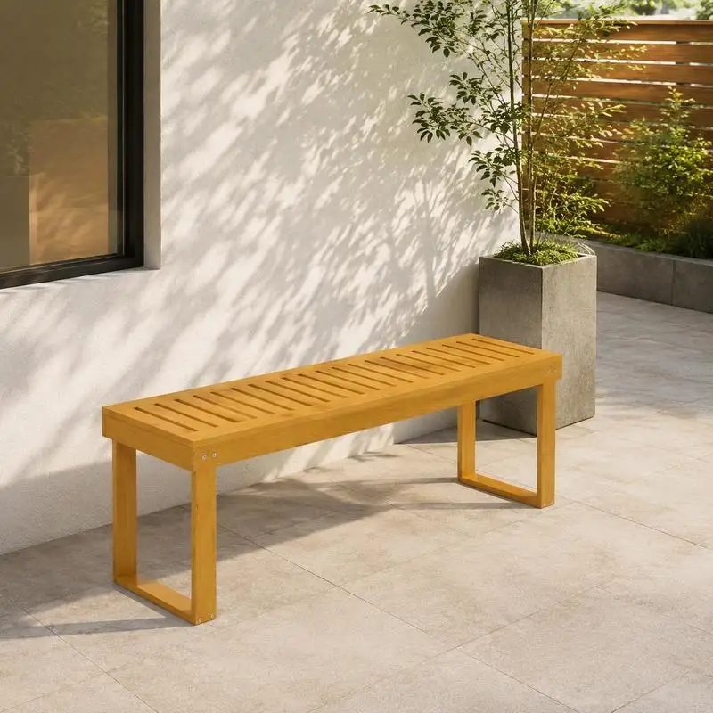 Banc de jardin en pin massif 2 places, banquette de jardin à lattes 132 x 34 x 43 cm, bois naturel. Idéal pour bavarder, lire et profiter du paysage en extérieur avec la famille et les amis.