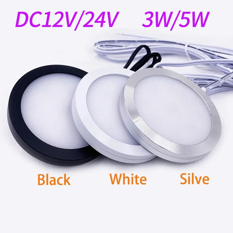 LED Ceiling Spot Light 5W 3W Indoor 12V 24V round Thin Surface Mounted RGB Lamp for Showcase Display Cabinet RV Camper Van