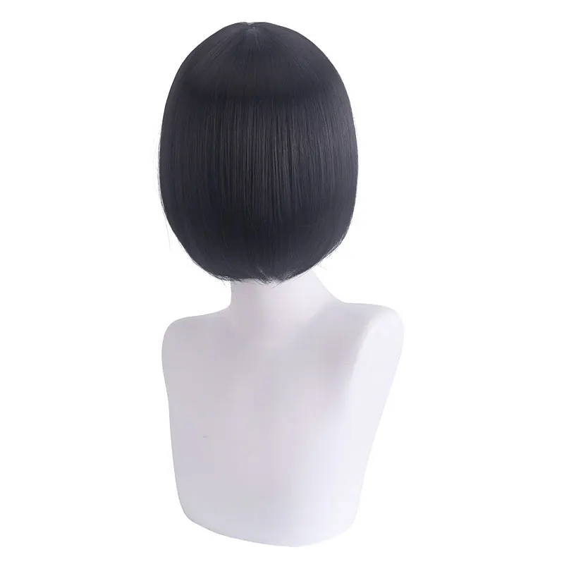 parrucca cosplay, parrucca con montatura per il viso, parrucca corta con cornice per il viso, parrucca corta nera Parrucca in fibra sintetica