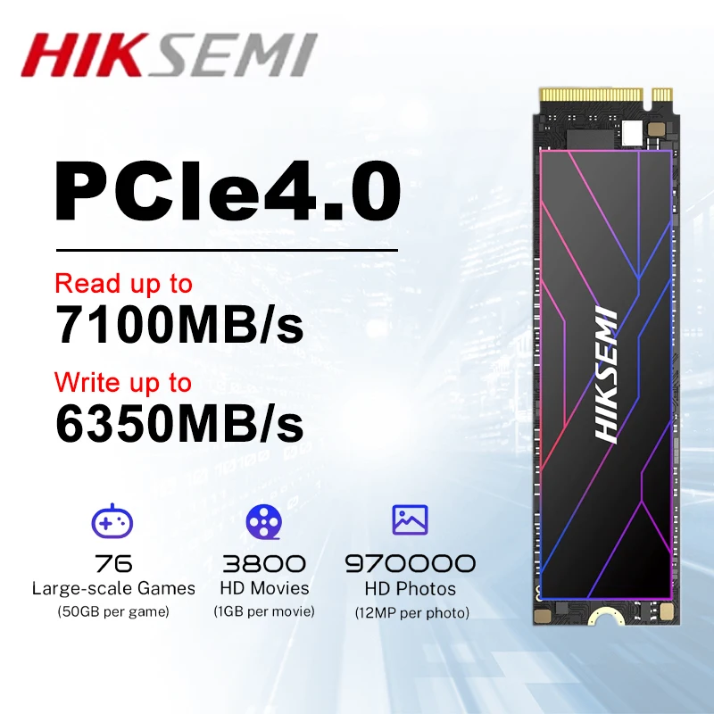 HIKSEMI FUTUREX 내장 솔리드 스테이트 드라이브, SSD 하드 디스크, M.2 2280 3D TLC, PCIe Gen4x4 M2 Nvme, 1TB, 2TB, 7450 MB/s