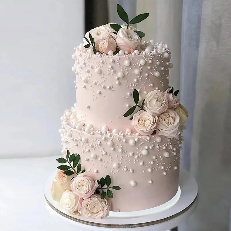 nouveau-modele-de-gateau-d'anniversaire-simule-double-couche-fleurs-et-fleurs-echantillon-de-fenetre-en-plastique-personnalise-pour-mariage