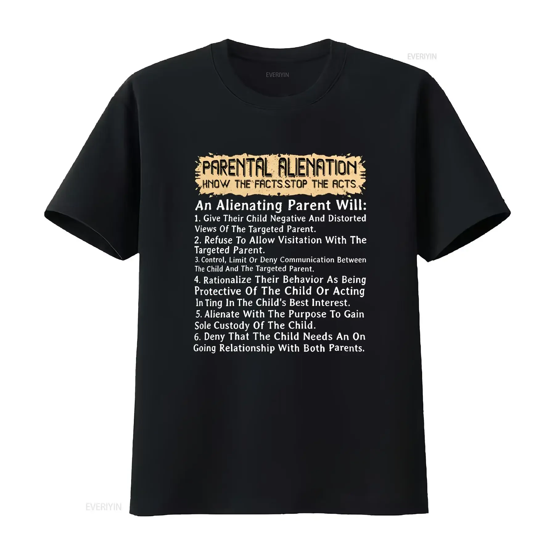 Parental Alienation Warning Signs Know The Facts Divorce Single Mom Dad T Shirt vintage Washed Soft streetwear Comfortable