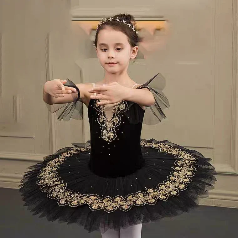 Robe d'été en tulle pour filles, jupe à bretelles, cygnet noir, pour spectacle sur scène, nouvelle collection