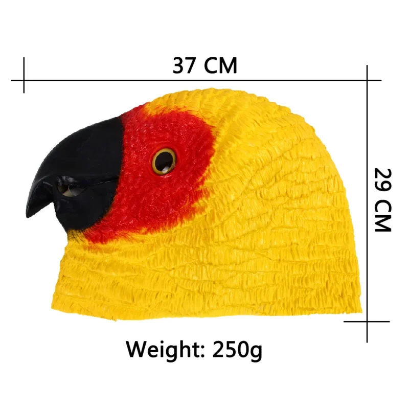 Máscara de loro de látex para disfraz de Halloween, accesorios de fiesta de Cosplay, Animal, cabeza de pájaro, novedad