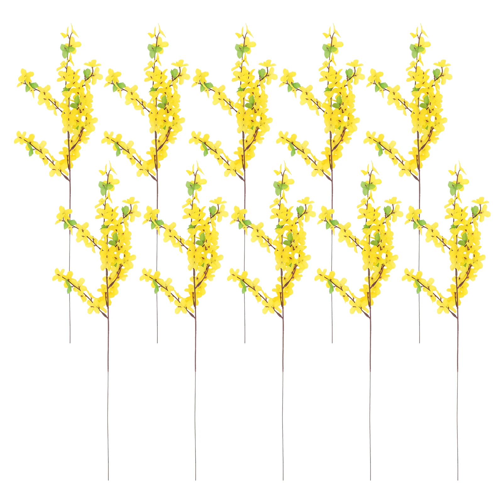 

10 Pcs Artificial Yellow Forsythia Decorations Lifelike Flowers for Home Party Office Craft Fake Flower Bunches Simulated
