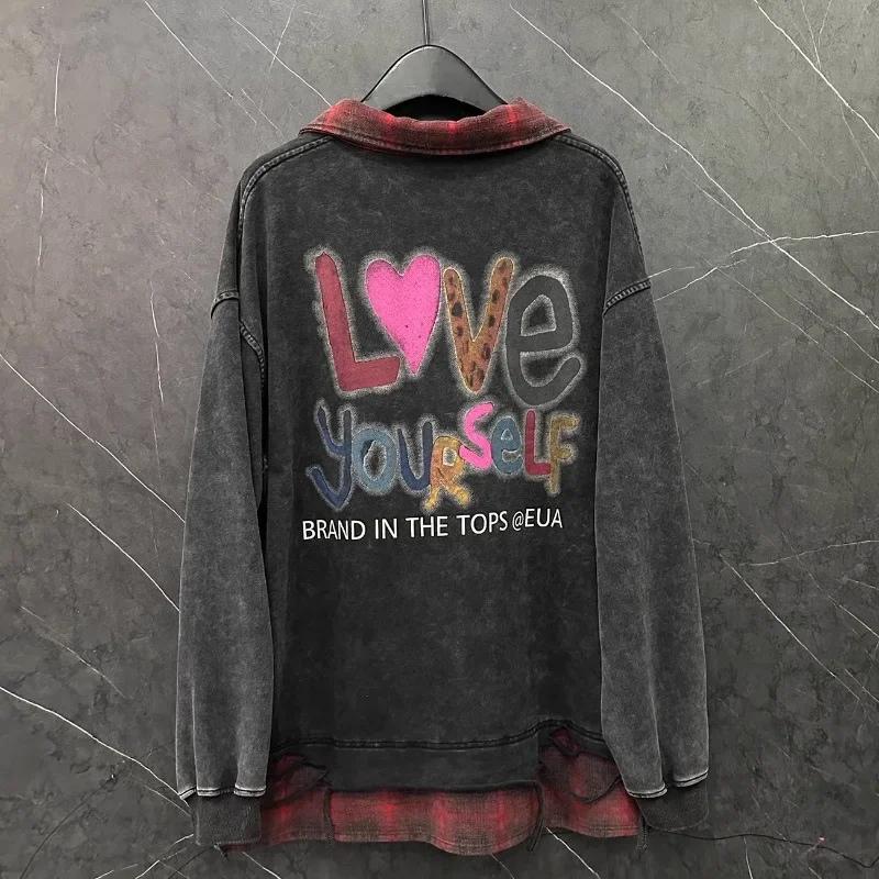 2025 Spring Autumn New Design Kawaii Cartoon Fake Two Sweatshirt Women's Loose Casual Medium And Long Top Harajuku Y2k Sudaderas