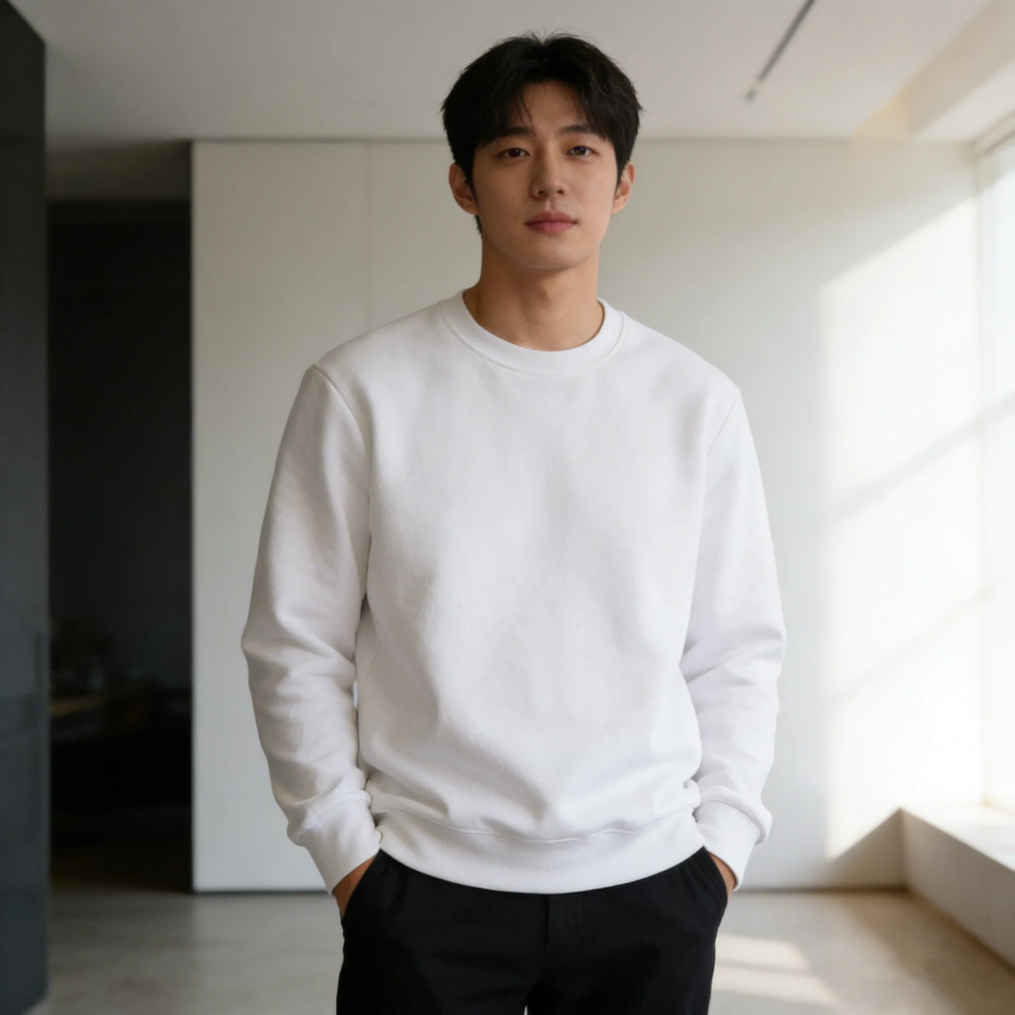 Korean Fashion Men's Round Neck Sweatshirts Autumn Long Sleeves Vacation Pullovers Tops Casual Popular Man Solid Sweat Shirts