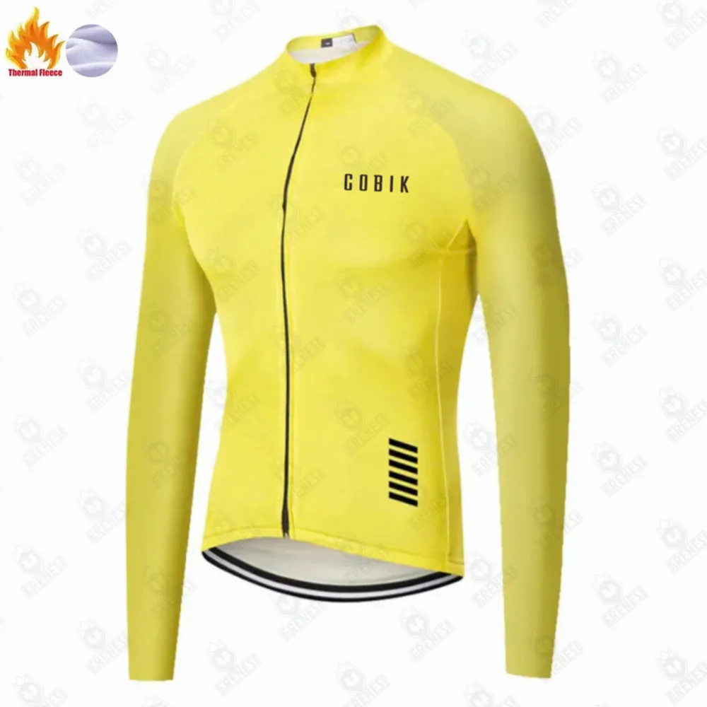 Cobik Cycling Wear Men\'s Winter Outdoor Sports Jacket Cashmere Warm Long Sleeve Cycling Wool Top Road Mountain Bike Uniform