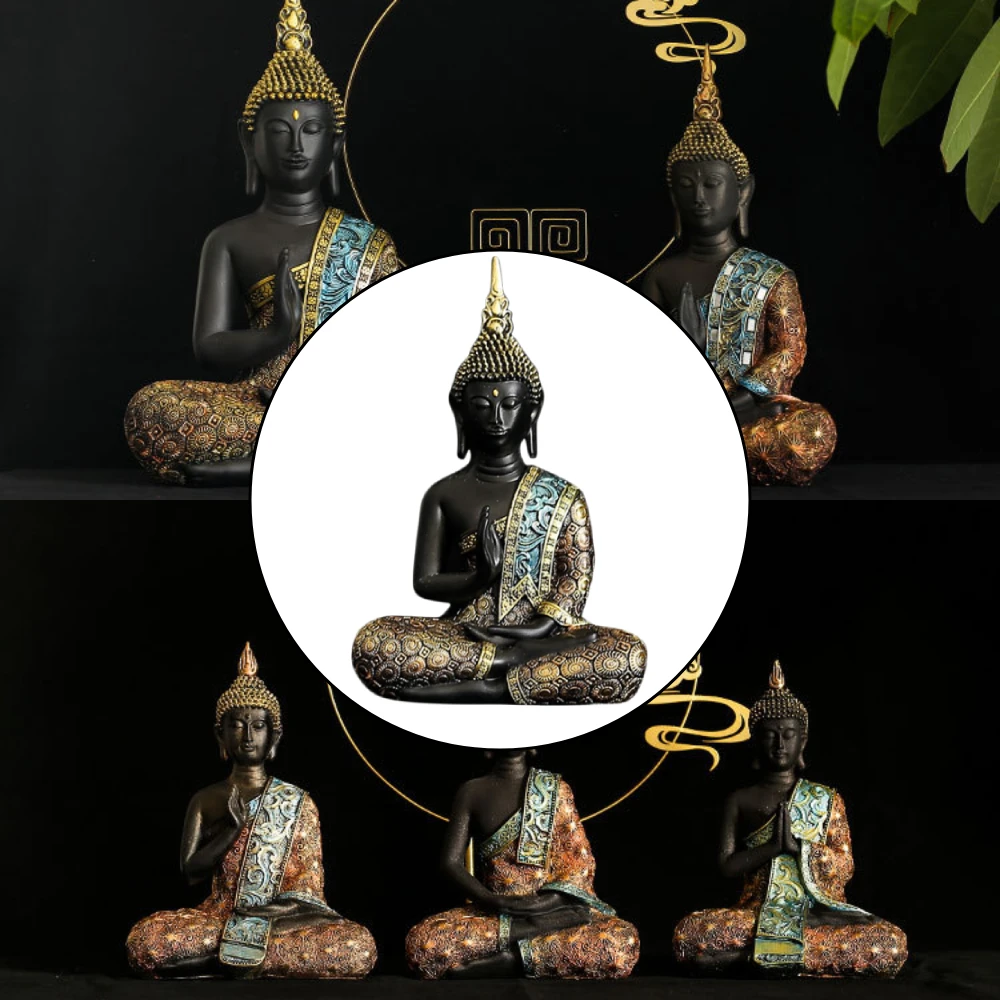 Statue de bouddha assis, Sculpture de paix d'harmonie de méditation, ornements de voiture en résine, décoration créative d'entrée de maison d'asie du sud-est
