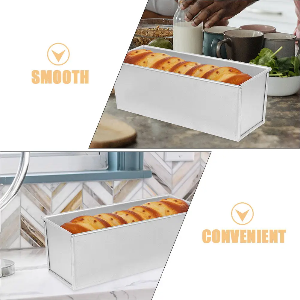 Heavy Duty Aluminum Toast Mold Loaf Pan with Slide Cover Fast Heat Conduction Uniform Baking Non-Stick Surface Home Bakery