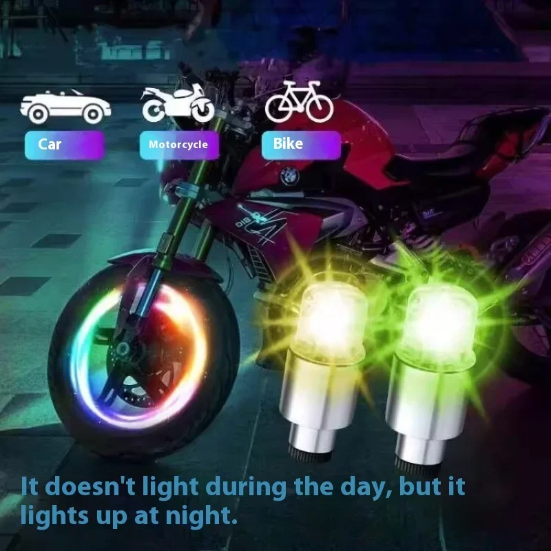 

2/4 шт. светящиеся колпачки для вентилей шин, прочные светящиеся колпачки для автомобильных вентилей с подсветкой для мотоциклов, велосипедов, электромобилей