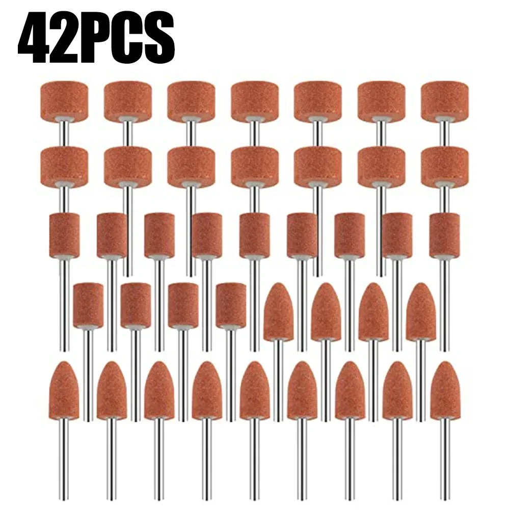 

42Pcs Abrasive Polishing Mounted Stone For Rotary Tools Grinding Stone Wheel Head Tools 1/8" Shank 3mm Mini Nail Drill Bit Set