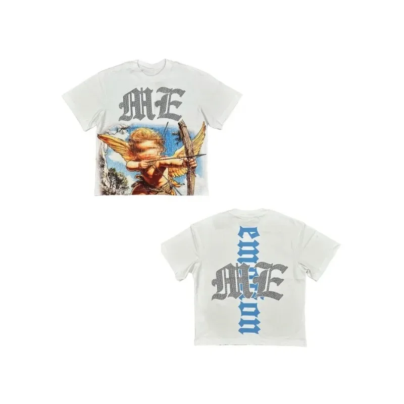 American Street Men's Y2K Retro Graphic T-shirt Cupid and Me Back-to-back Printed Casual Shirt Daily Use and Event Fashion Tees