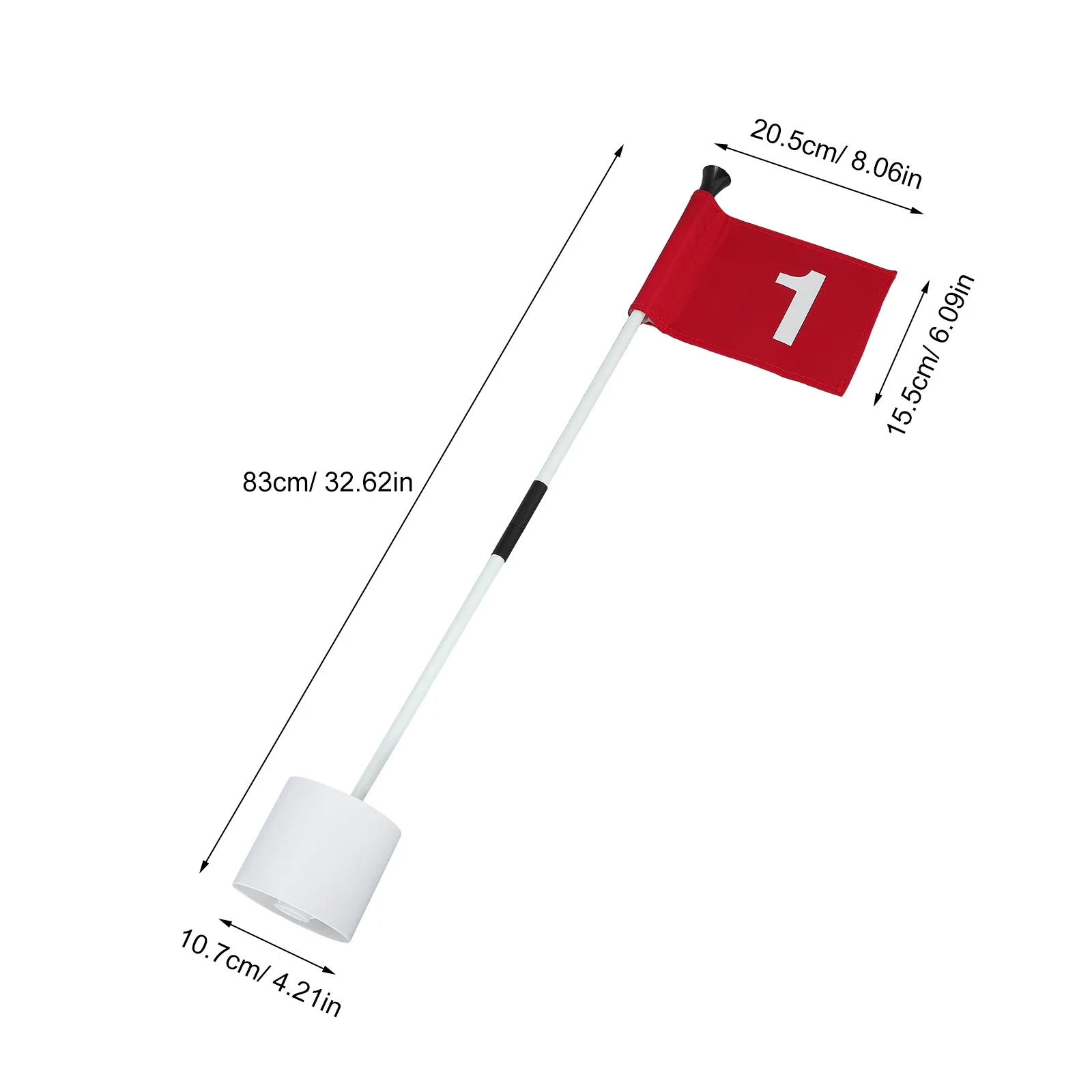 مجموعة واحدة من أدوات سارية علم الجولف خفيفة الوزن من الألياف الزجاجية مع قاعدة ABS علم مرقم قابل للإزالة للتدريب على مستلزمات الجولف