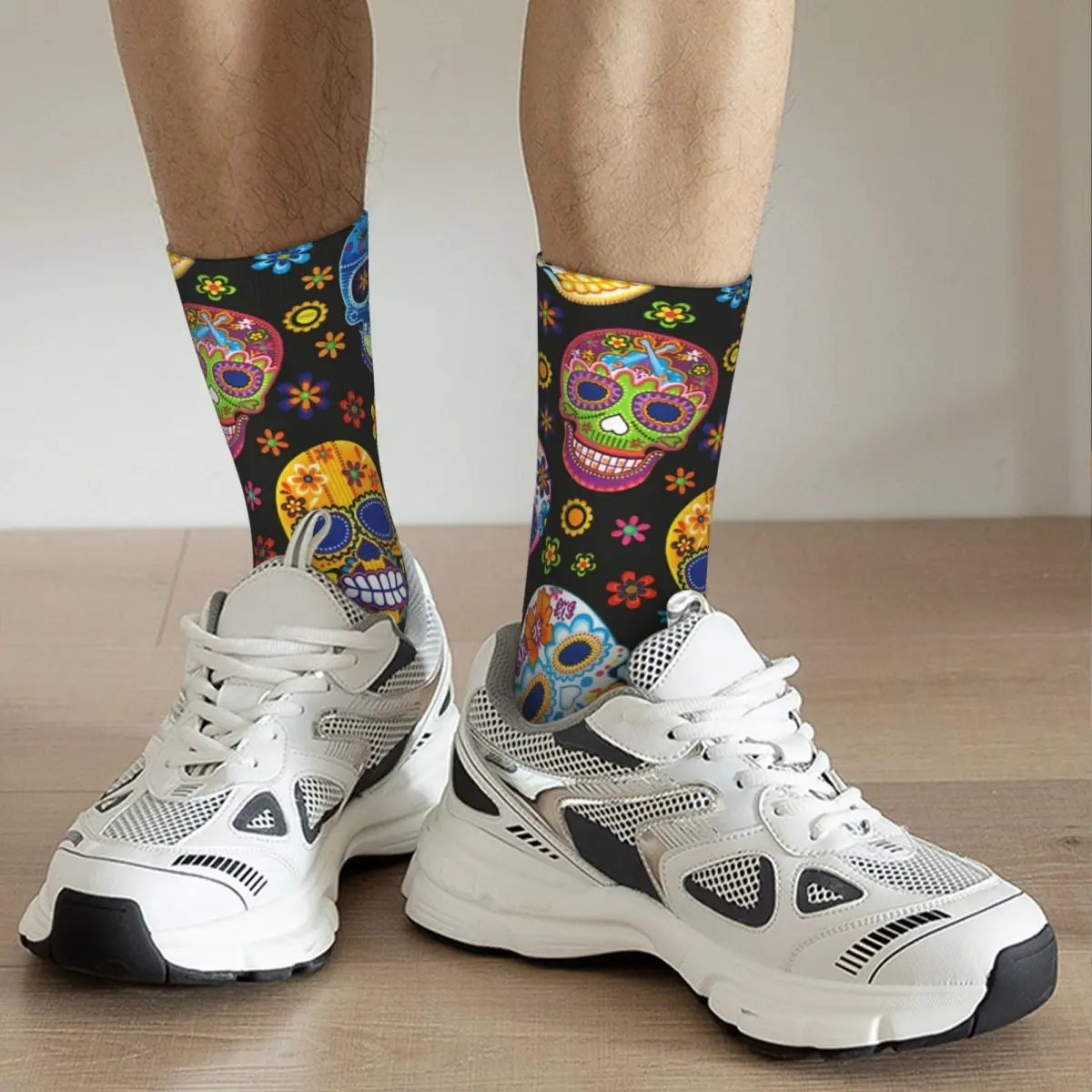 Day Of The Dead Sugar Skulls Skull Style Unisex Winter Socks Windproof Happy Socks street style Crazy Sock