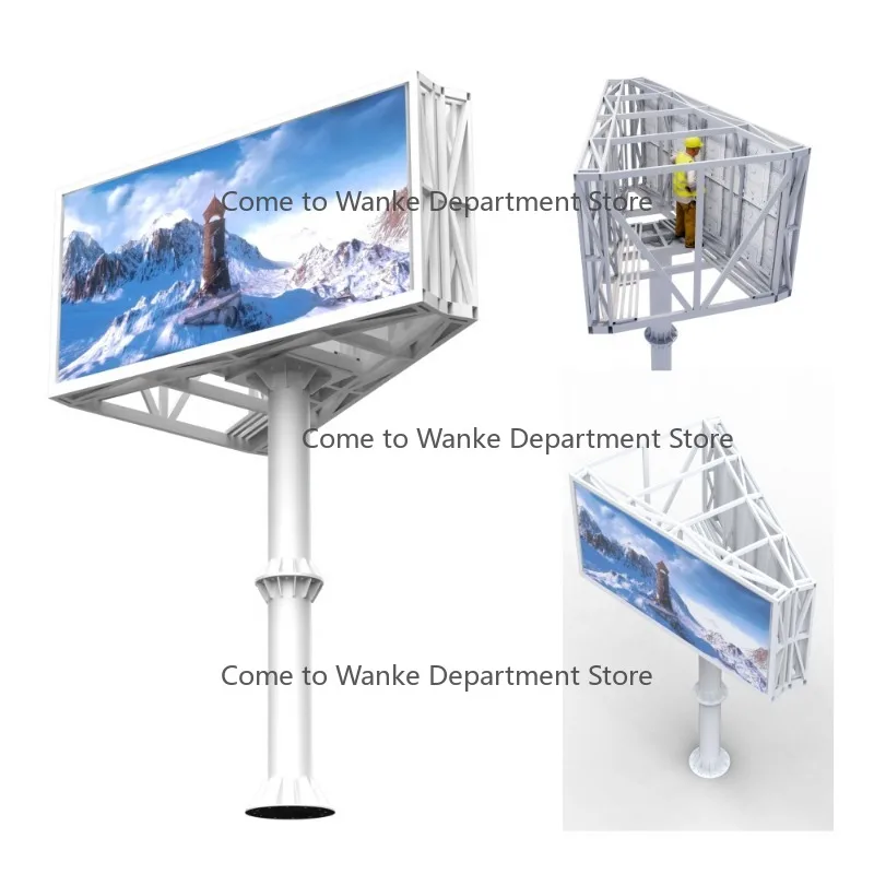 V Shape 8000nit Double Sided Pillar Mounted Led Digital Billboard Roadside Street Parking Advertising Outdoor P10 Display Screen