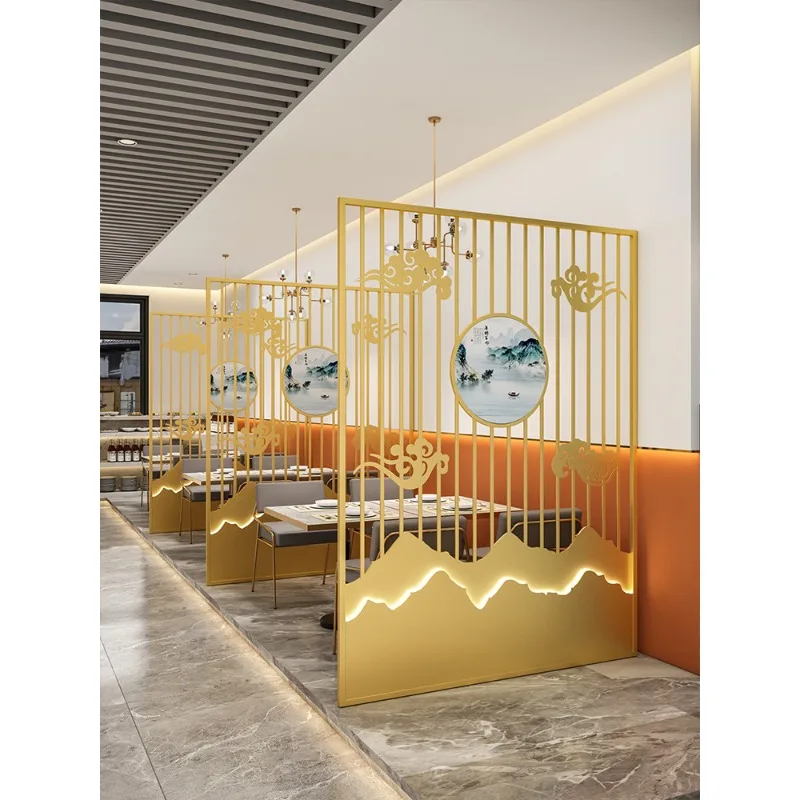 Restaurant booth partition New Chinese-style wrought iron screen hot pot shop decorative