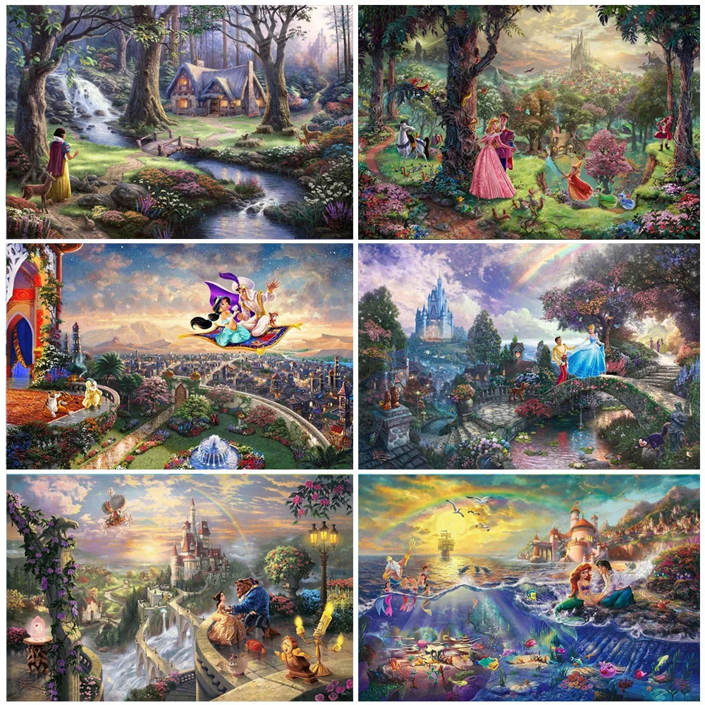

Disney Classic Prince and Princess Art Poster Prints Kids Bedroom Home Decor Cartoon Party Backdrop Art Child Gift Rapunzel