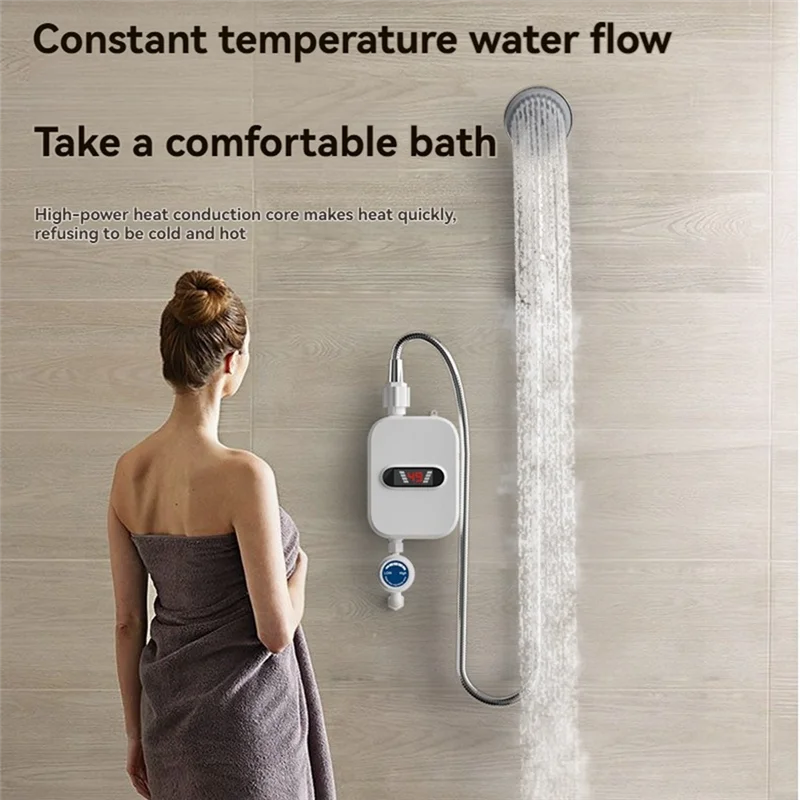 Abrb-cabeças de chuveiro elétricas termostáticas conjunto temperatura ajustável banheiro à prova dwaterproof água aquecimento instantâneo da água eua plu