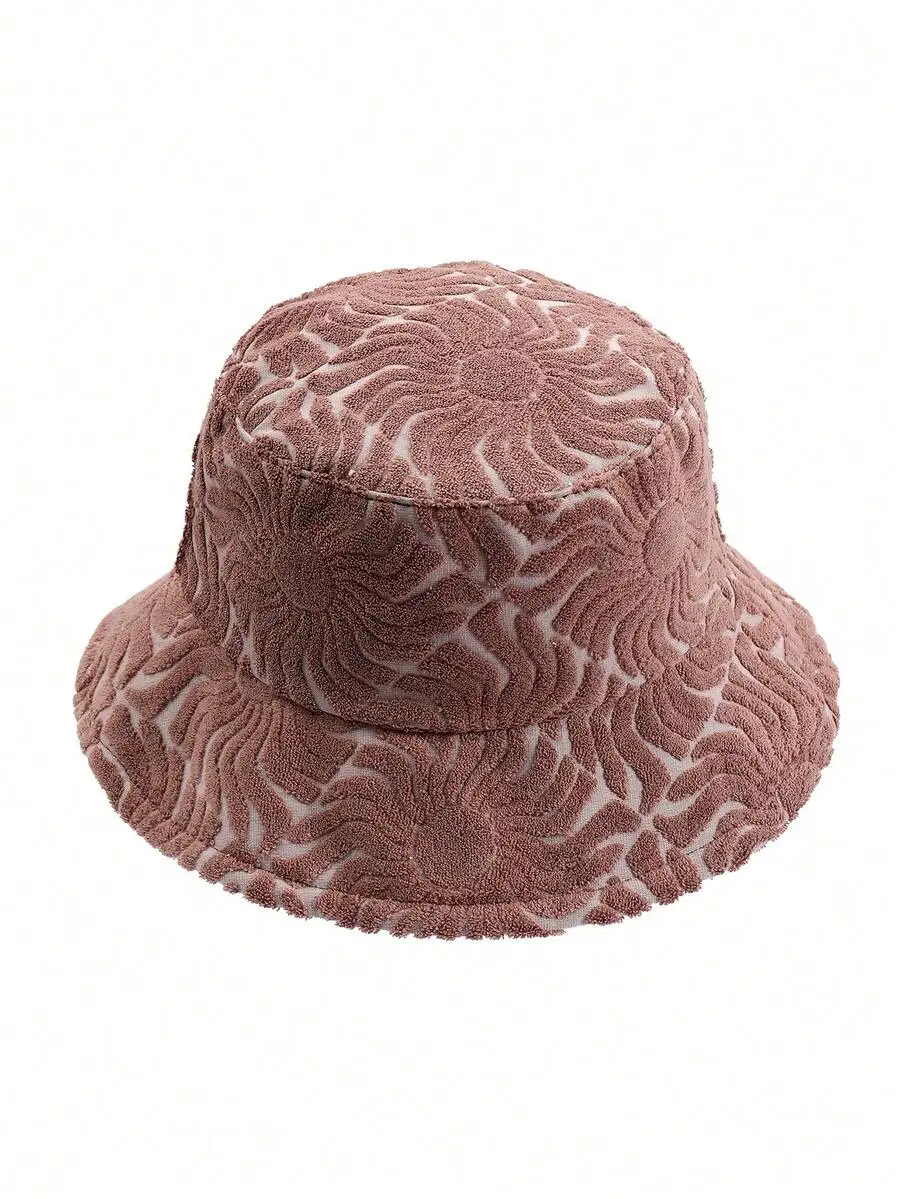 1pc Polyester Casual Street Style Sun Wave Pattern Bucket Hat, Suitable For Spring, Summer, Autumn And Winter