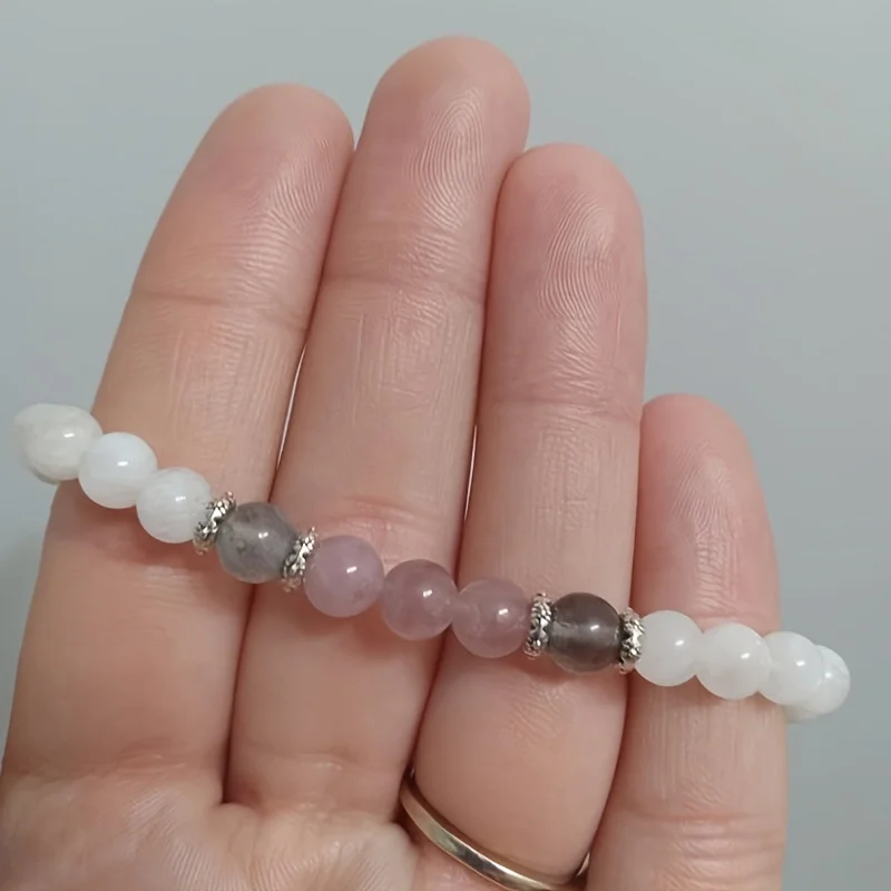 1pc/Moonstone, Labradorite and Rose Quartz Bracelet Calm, Spiritual, New Beginnings, Positive Energy, Protection Stress Relief image 4