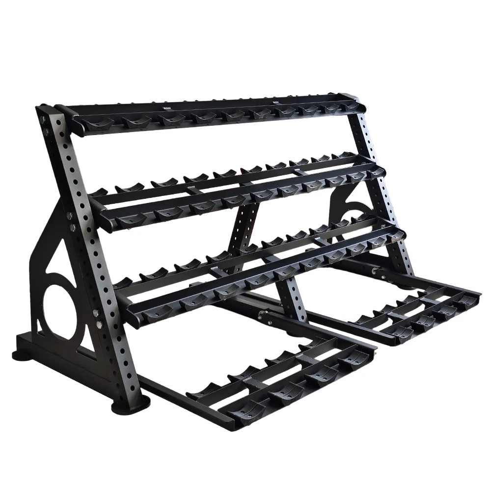 2026 Heavy Duty 4 Tiers Dumbbell Storage Rack 19 Pairs Portable Expandable Stable and Strong Drawer Slidespromote sales