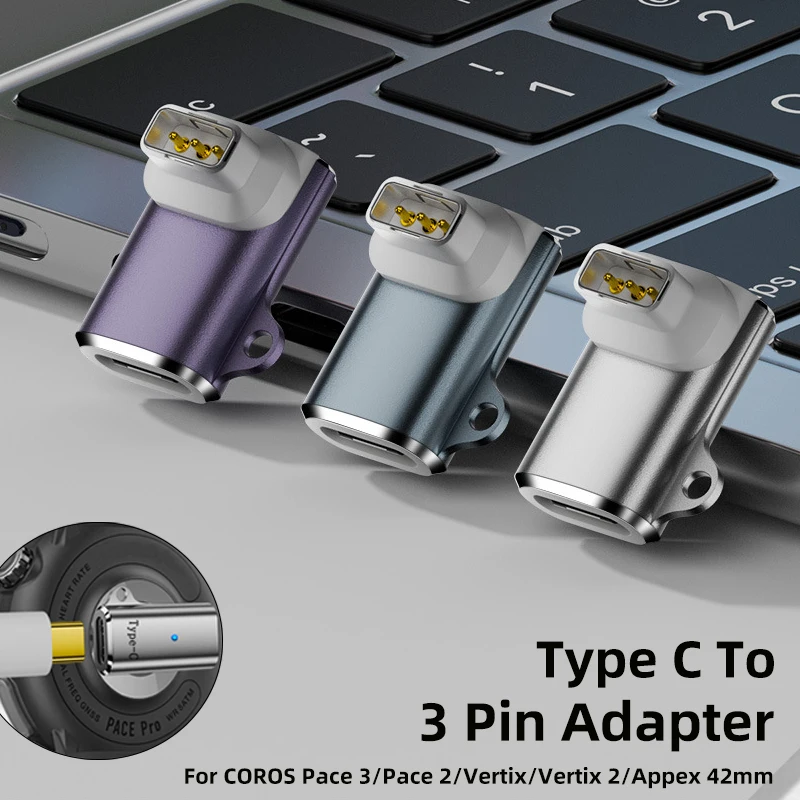 

USB C Adapter for COROS PACE Pro Smartwatch Type C to 3 Pin Charger Converter for COROS Pace 3/Pace 2/Vertix/Vertix 2/Appex 42mm