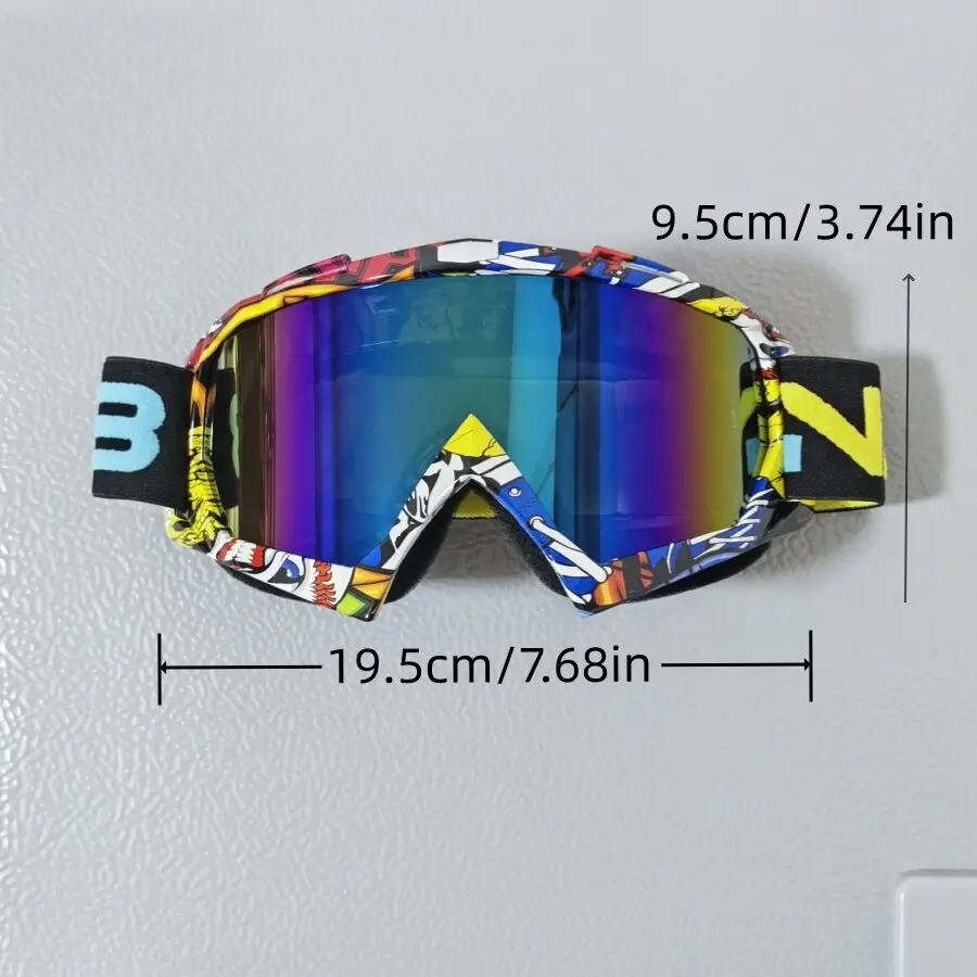 Outdoor Off-Road Motorcycle Goggles Water Transfer Printing Wind-Sand-Dust-Proof UV400 for Cycling Skiing & Other Outdoor Sports