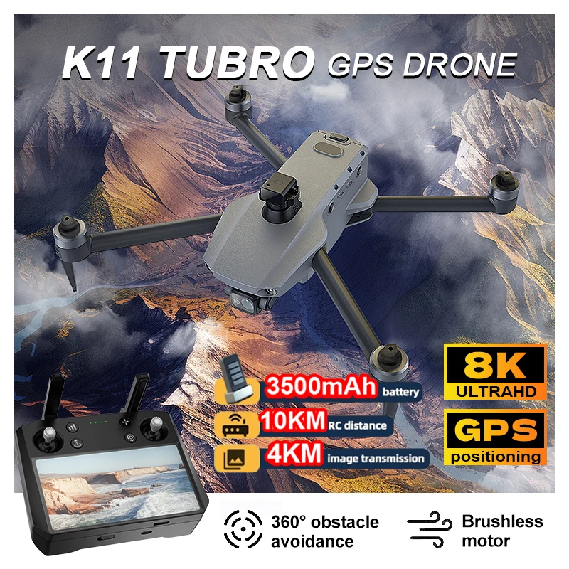 K11 Tubro 8K GPS profesjonalny dron podwójny aparat z 5G WIFI 360 unikanie przeszkód bezszczotkowy składany quadcopter VS FIMI Dron