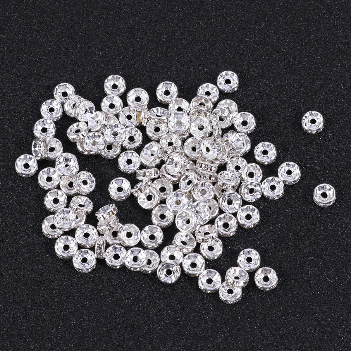 

100pcs Rhinestone Spacer Bead Plated Findings for Jewelry Making Bracelet Necklace Craft Decor Shiny Glass Beads