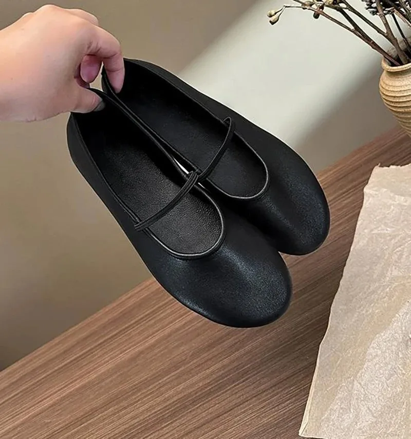 The Leather Ballet Flats Luxury Designer Shoes for Women Row 2024 Black High Quality Comfortable Shoes Woman
