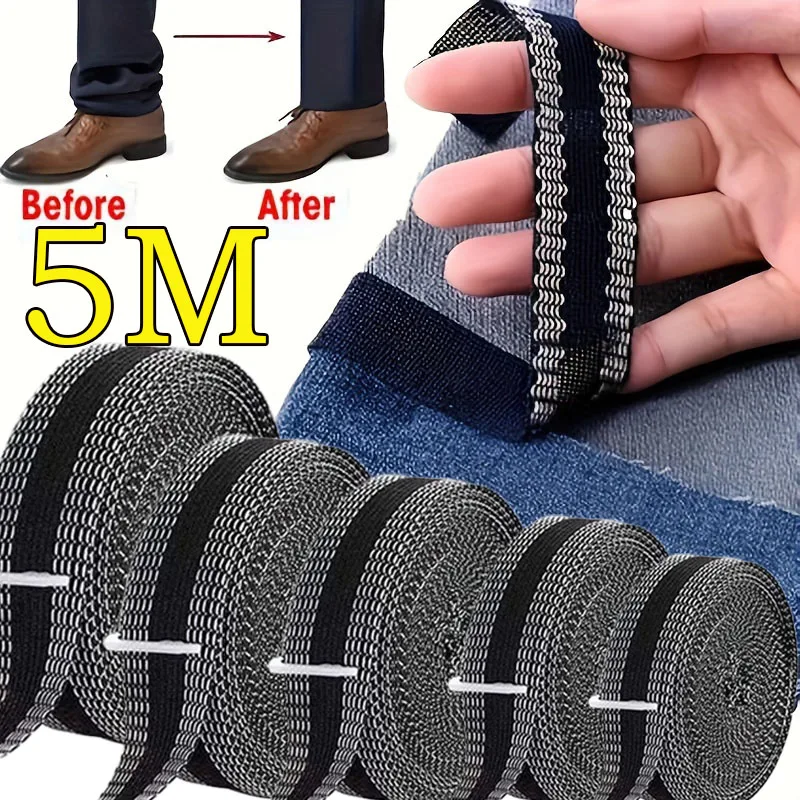 5m calças autoadesivas borda encurtar pasta bainha ferro em calças para jeans roupas comprimento encurtar fita diy acessórios de costura