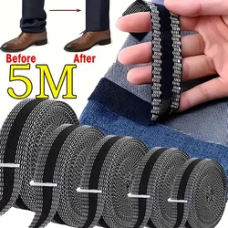 Pantalones autoadhesivos de 5M, pasta para acortar bordes, dobladillo, planchado en pantalones para pantalones vaqueros, longitud de ropa, cinta acortadora, accesorios de costura DIY