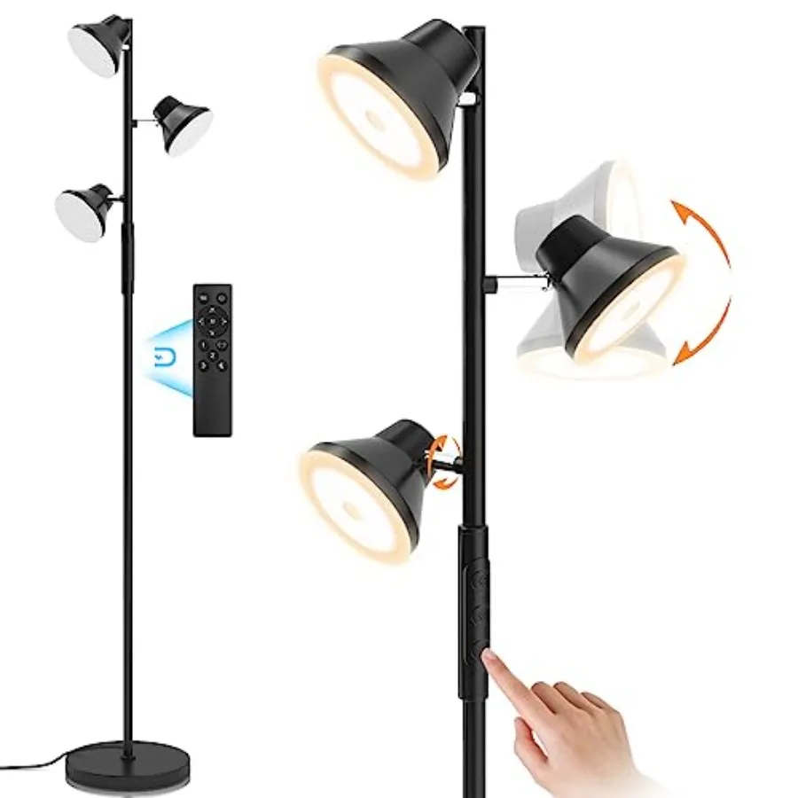

LED Floor Lamp, 36W Modern Floor Lamp with Remote and Touch Control, 4 Color Temperatures, Standing Lamp with 3 Rotatable Light