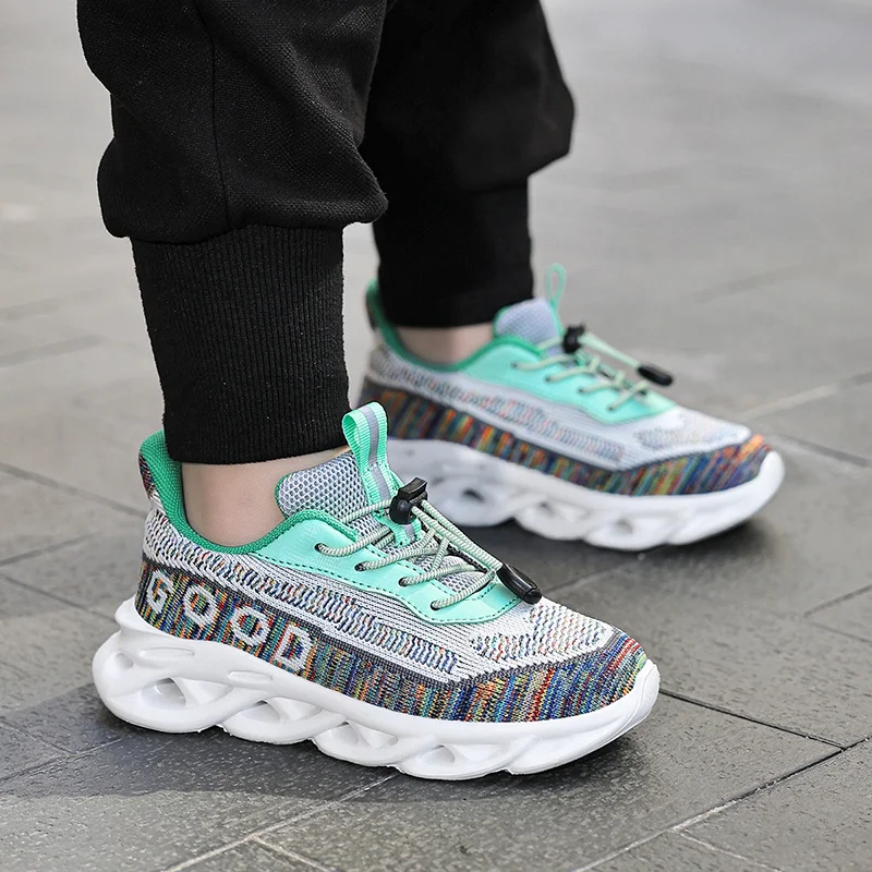 Spring Summer Fashion Children's Running Shoes Breathable Weaving Sports Shoes Boys Trainers Platform Outdoor Sneakers Kids 2026
