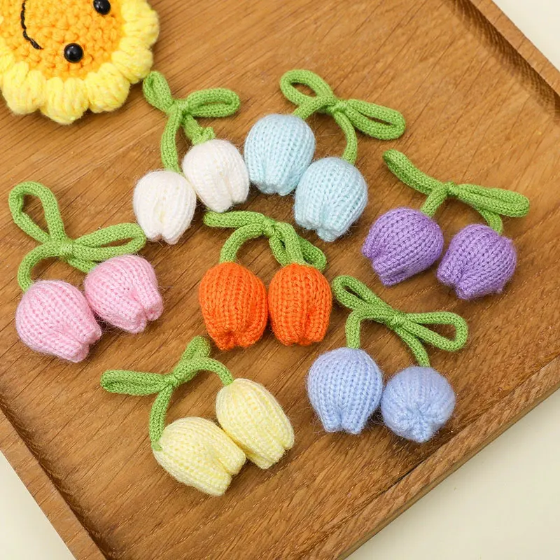 10pcs Double-Headed Tulip Bud Flower Decoration Accessory for Skirt Clothes Schoolbag Manual DIY Pendant Accessory