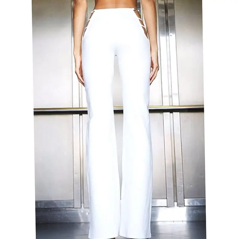 Pantaloni svasati vuoti streetwear pantaloni lunghi a gamba dritta in vita a l per donna tessuto in poliestere stagione autunnale Faion