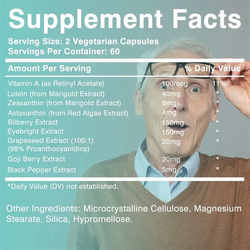 Lutein Eye + Vitamin - Relieve Blurred Vision and Dry Eyes, Reduce Eye Fatigue, Improve Visual Function, and Maintain Eye Health