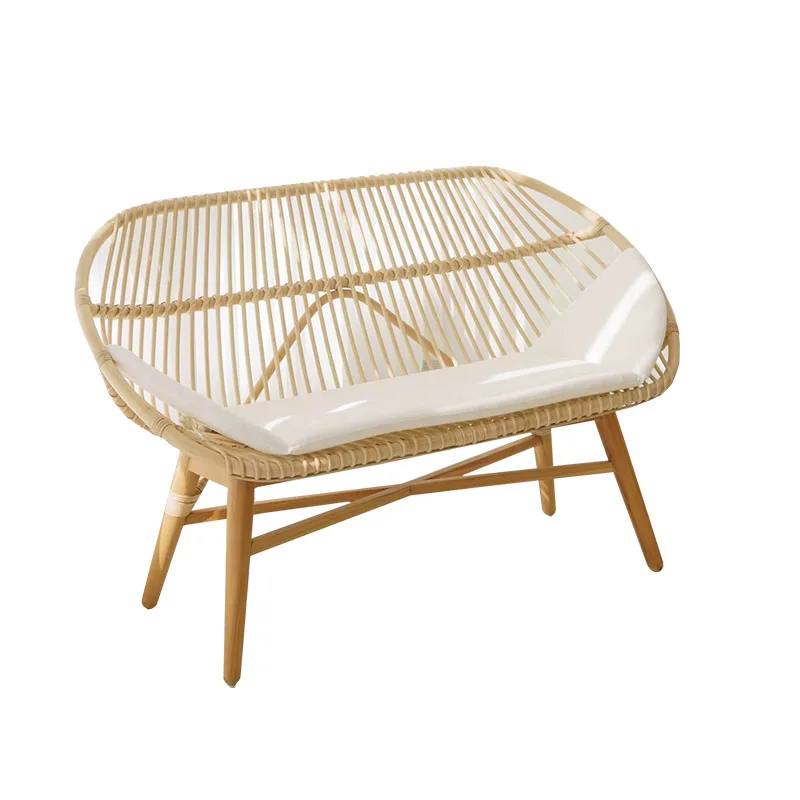 Balcony rattan chair villa single double rattan chair courtyard garden real rattan solid wood