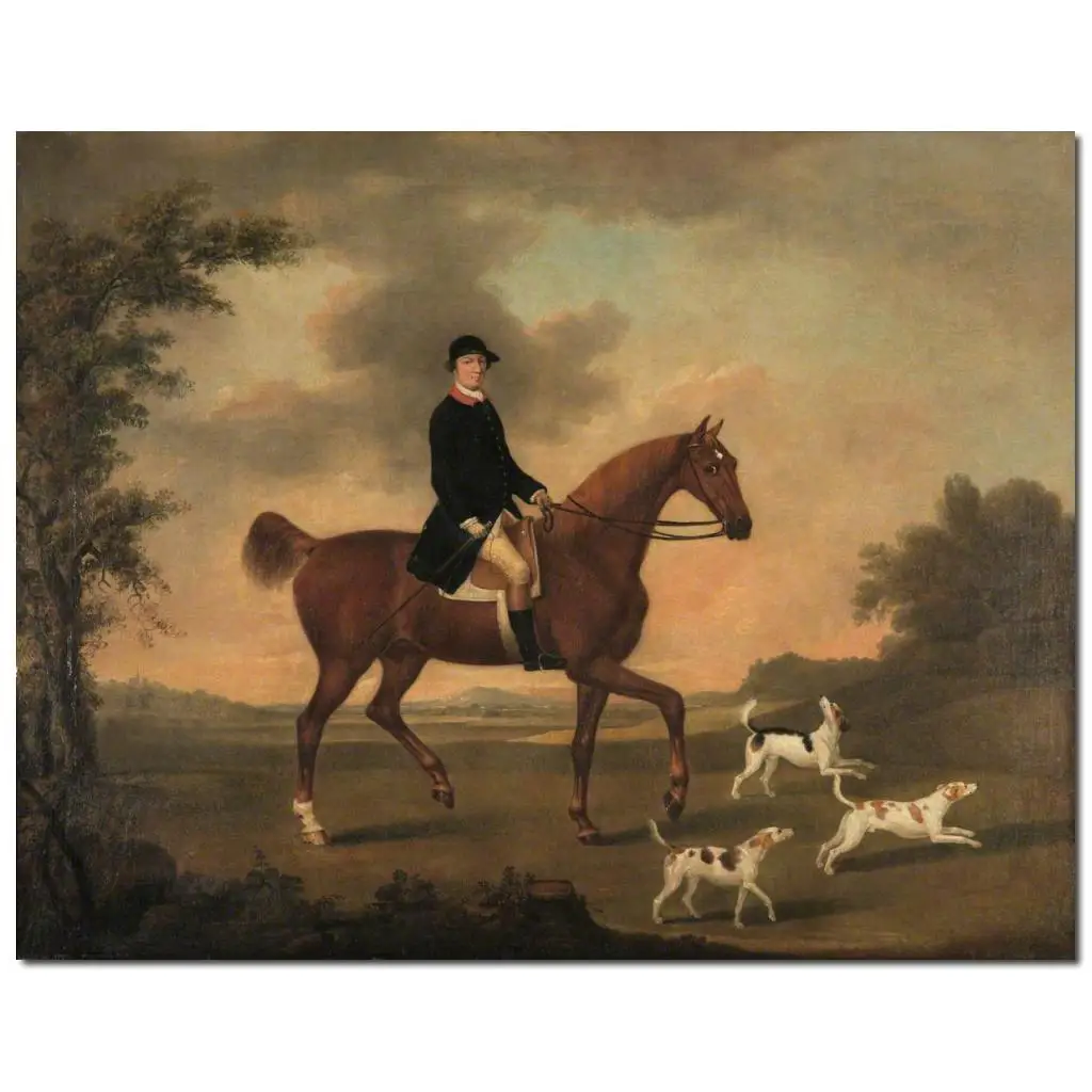 

Equestrian Canvas Art Riding a Bay Hunter George Stubbs Painting Reproduction Handmade Sport Scenes Artwork Living Room Decor