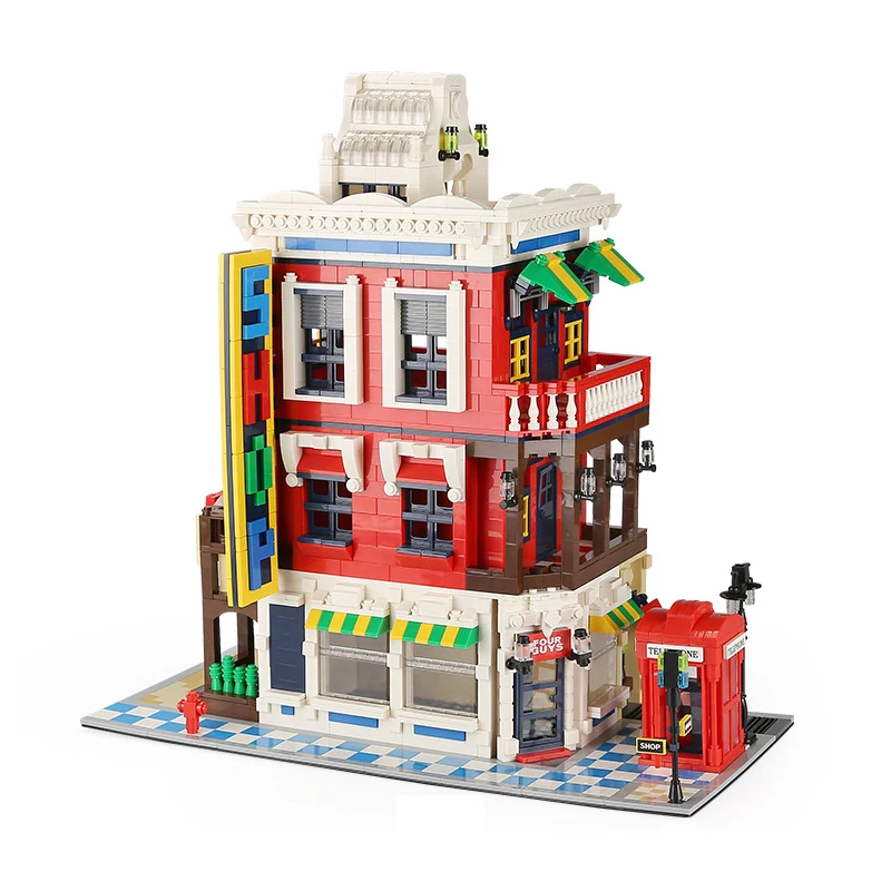 

IN STOCK MOC Idea City Street View Corner Store Construction Building Blocks Bricks Model Assembling Toys for Children Gift Set