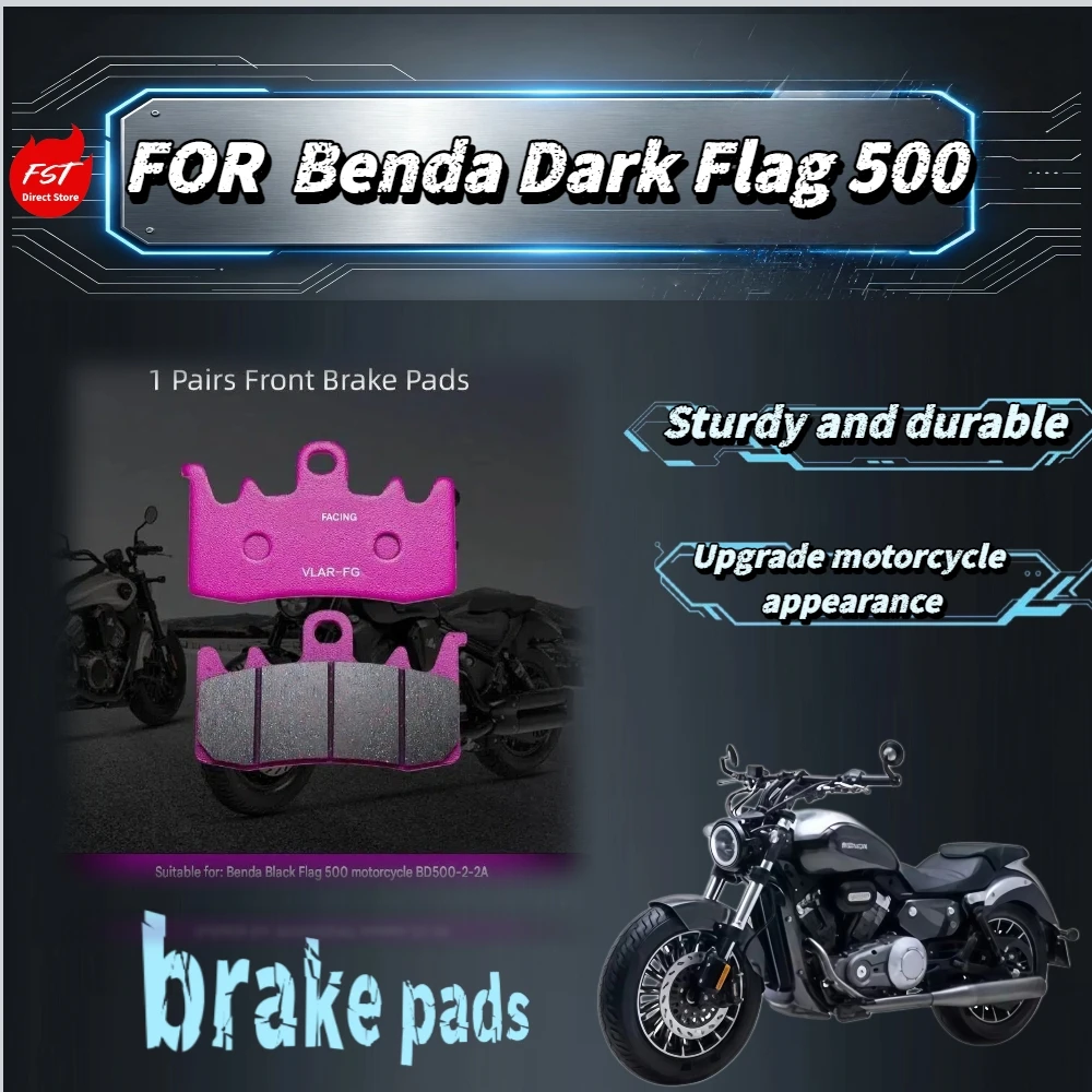 Plaquettes de frein en céramique pour BENDA Black Flag 500, rainures à double fonction pour évacuer la poussière et le sable afin de prévenir le blocage et les dysfonctionnements du frein.