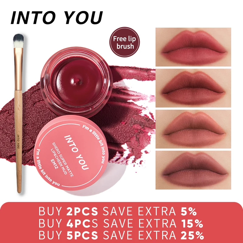 INTO YOU Makeup Muddy Texture Lip Gloss Long Lasting Red Lipstick Canned Lip Tint Velvet Matte Lip Mud Hot Sale