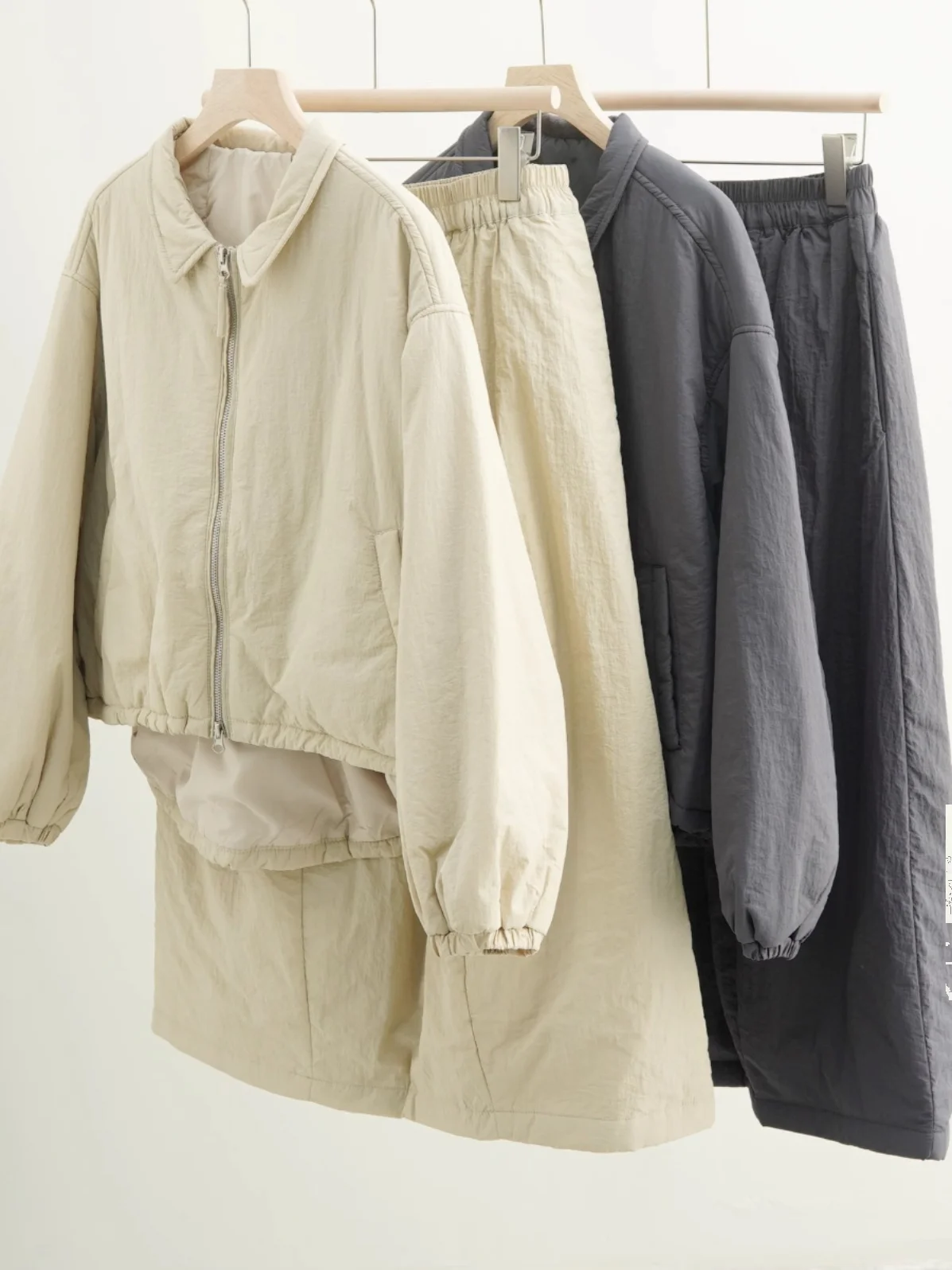 Faionable  Color Cotton Blend Warmth Set Women's Autumn Winter 2025 New Small Collar Cotton Top f Skirt Two Piece Set