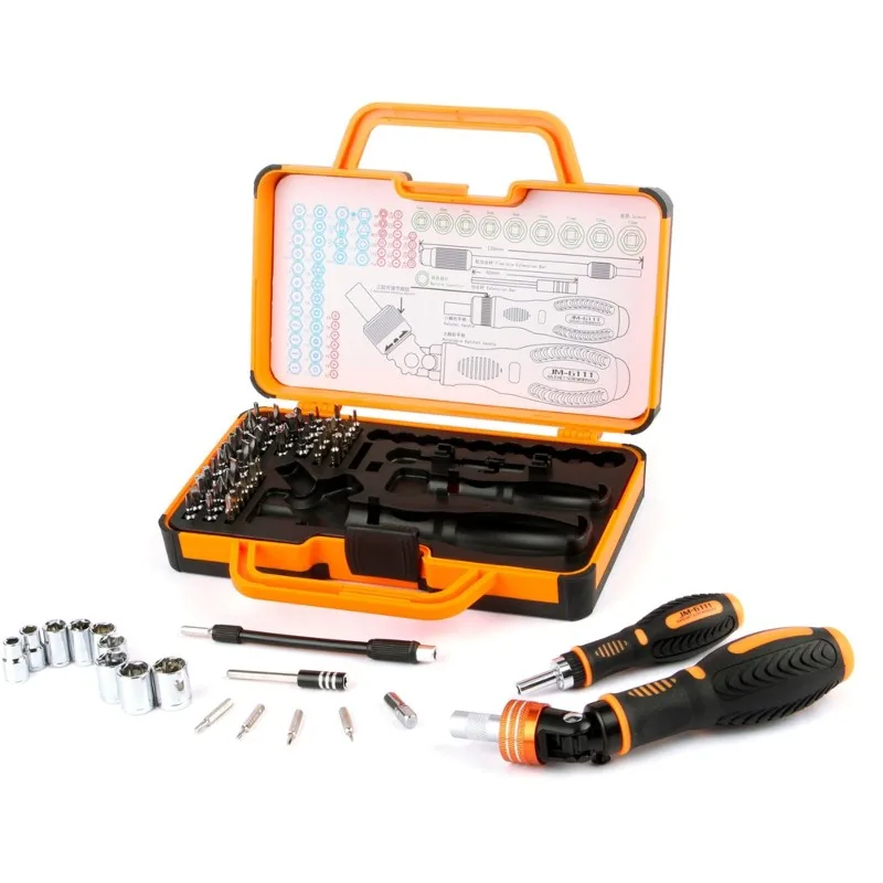 【CUSTOMER FAVORITE】JAKEMY JM-6111 Chrome Vanadium Steel Ratchet Screwdriver Set 69-In-1 Tools Included