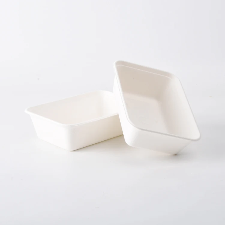 

Biodegradable Sugarcane Bagasse Food Container To Go Boxes Restaurant Disposable 750ml Paper Food Box Tray