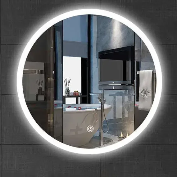 Modern LED Bathroom Mirror Round Illuminated Bath Mirrors With Touch Switch Vanity LED Light Equipped